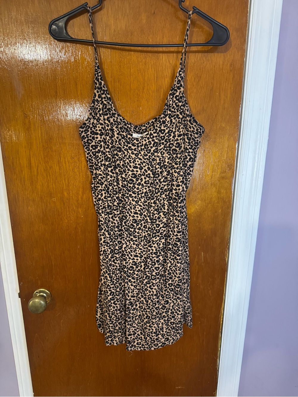 miami Leopard-Print Mini Slip Dress in Tan and Black